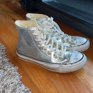 Silver Metallic Converse High Tops